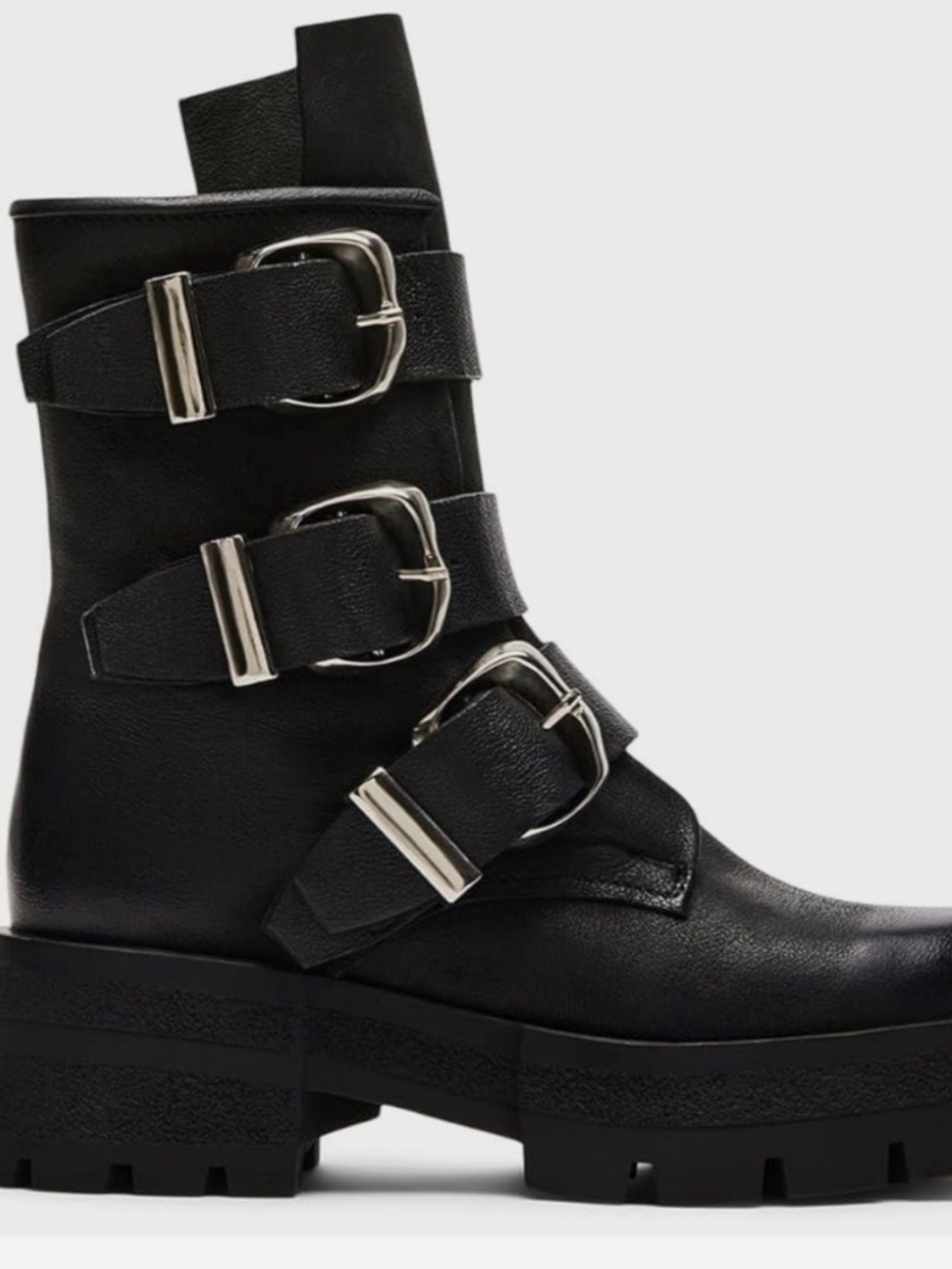 Steve Madden Silver Buckle Black Roland Boot